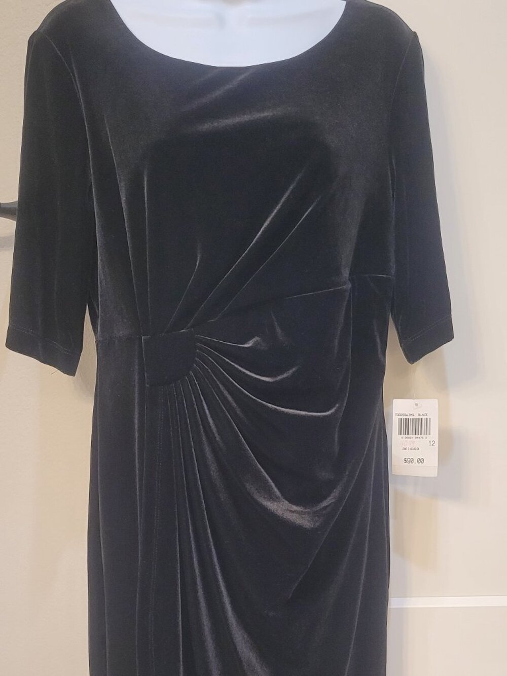 Connected Apparel Black Velvet Dress Size 12 NWT